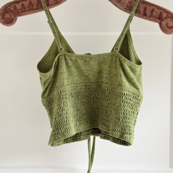 Cider Green Smocked Drawstring Crop Cami Top Size M - Picture 3 of 5